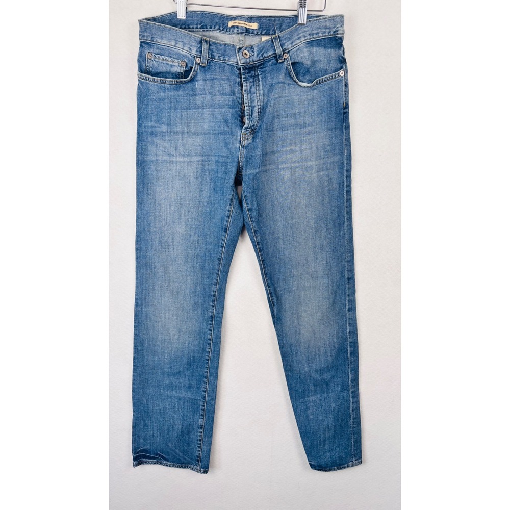 John Varvatos USA Button Fly Slim Straight Jeans 34 Light Wash Designer Denim